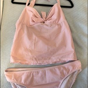 Tommy Hilfiger pink & White seersucker tankini